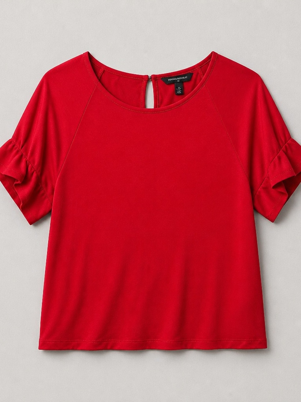 Banana Republic Red Short-Sleeve Ruffle Top